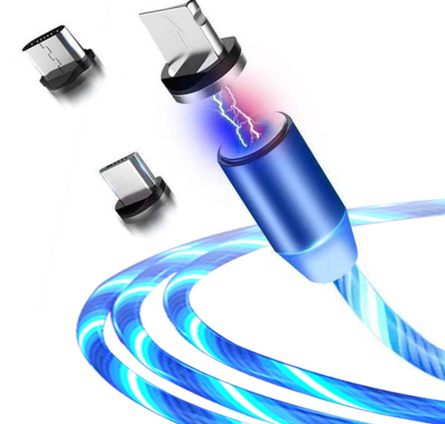 Magnetic Flowing‑Light Streaming Charging Cable (Lightning/USB‑C)