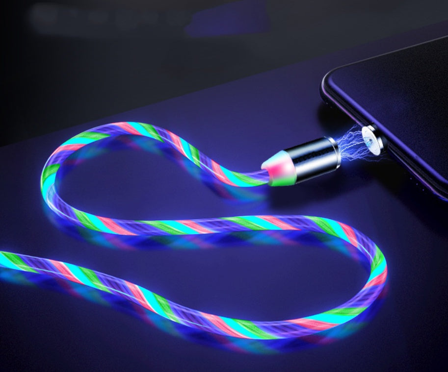 Magnetic Flowing‑Light Streaming Charging Cable (Lightning/USB‑C)