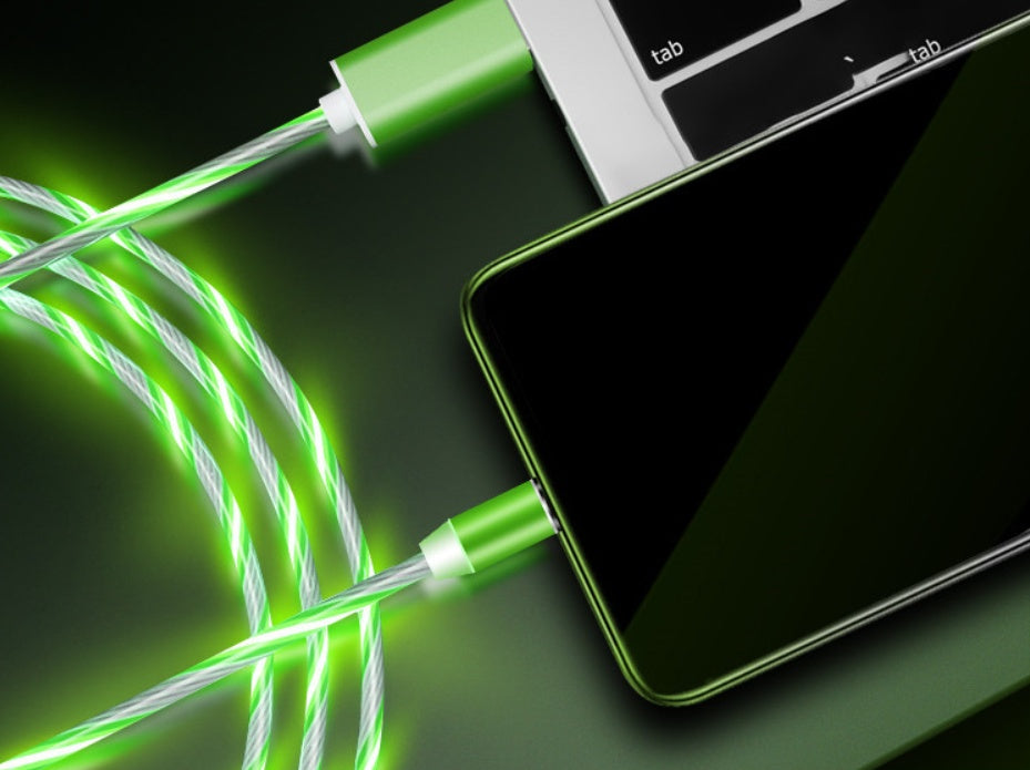 Magnetic Flowing‑Light Streaming Charging Cable (Lightning/USB‑C)