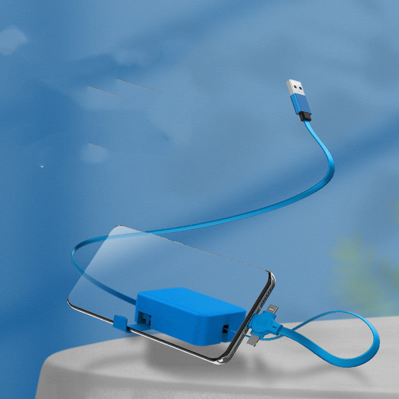 4‑in‑1 Retractable USB Cable with Integrated Phone Stand