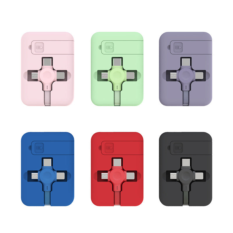 4‑in‑1 Retractable USB Cable with Integrated Phone Stand