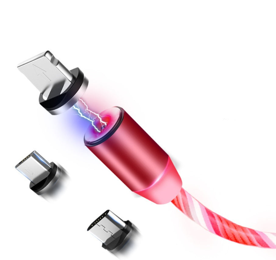 Magnetic Flowing‑Light Streaming Charging Cable (Lightning/USB‑C)