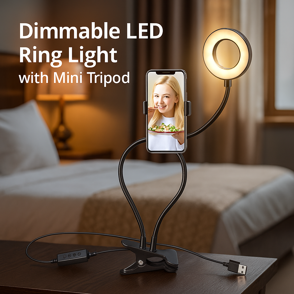 Dimmable LED Ring Light with Mini Tripod – US Shipping