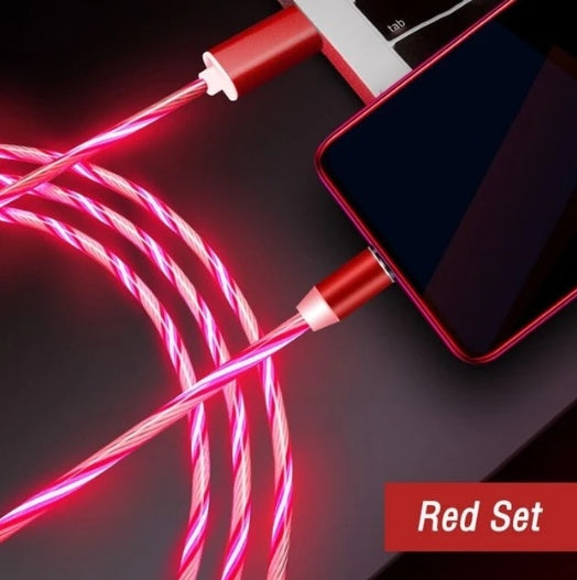 Magnetic Flowing‑Light Streaming Charging Cable (Lightning/USB‑C)