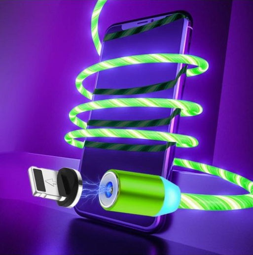Magnetic Flowing‑Light Streaming Charging Cable (Lightning/USB‑C)