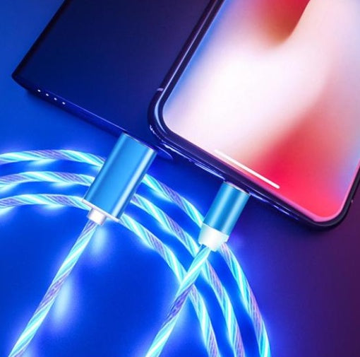 Magnetic Flowing‑Light Streaming Charging Cable (Lightning/USB‑C)