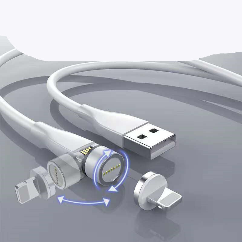 540° Magnetic 3-in-1 Charging Cable – Rotating Data Cable for Android, iPhone & Type-C Devices