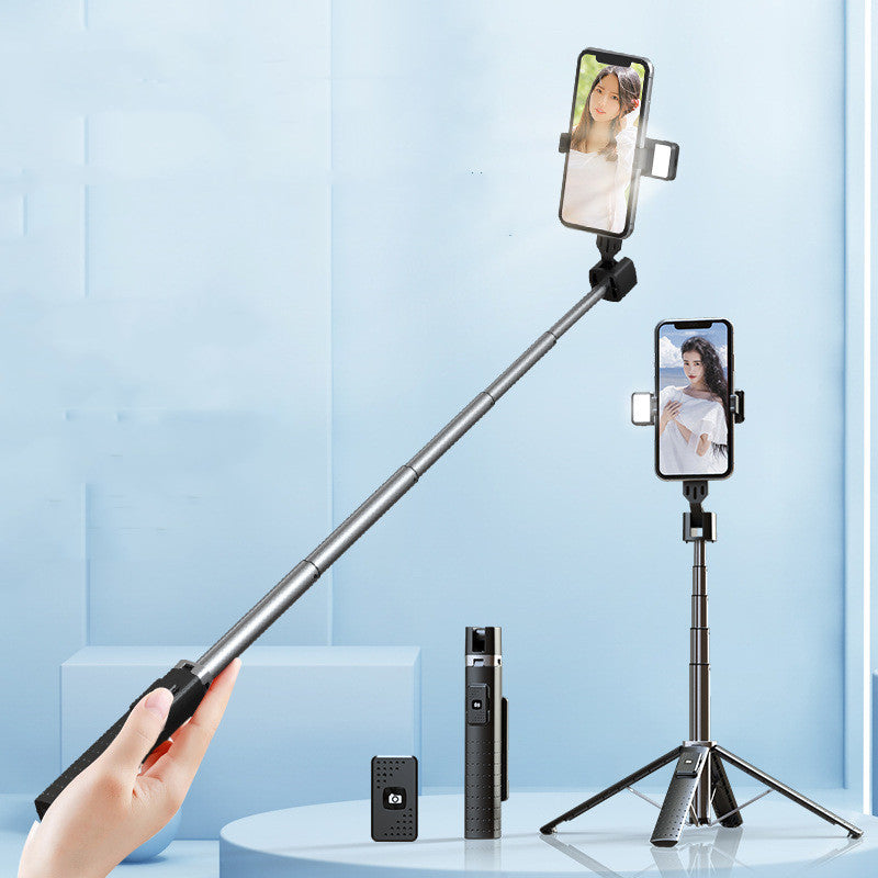 Quadruple-LED Fill Light Selfie Stick with Bluetooth Remote