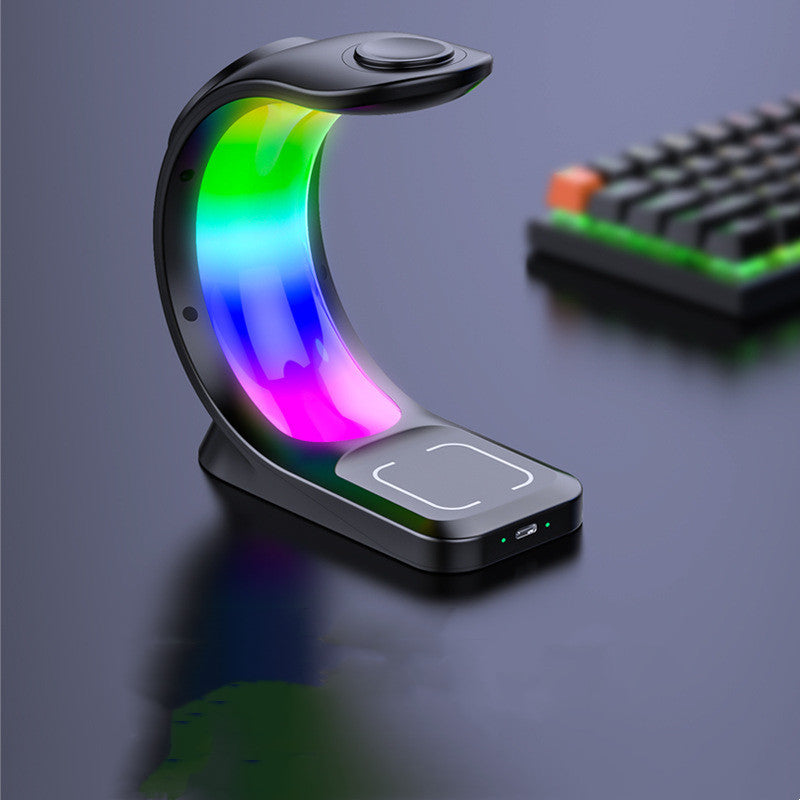 4-in-1 Magnetic Wireless Charging Station with RGB Atmosphere Light – Fast Charger for iPhone, AirPods, & Apple Watch