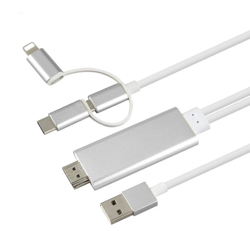 Type-C to HDMI 3-in-1 Projection Cable – 2M 4K Adapter with Charging for Phone, Tablet & Laptop