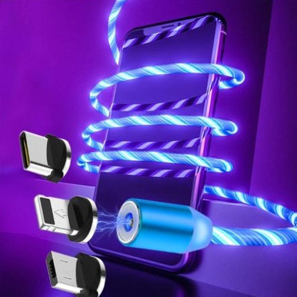 Magnetic Flowing‑Light Streaming Charging Cable (Lightning/USB‑C)