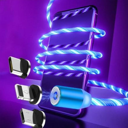 Magnetic Flowing‑Light Streaming Charging Cable (Lightning/USB‑C)