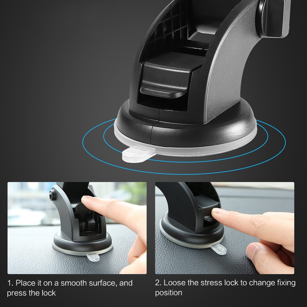 Telescopic Car Dashboard Phone Holder with Suction Cup