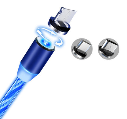 Magnetic Flowing‑Light Streaming Charging Cable (Lightning/USB‑C)