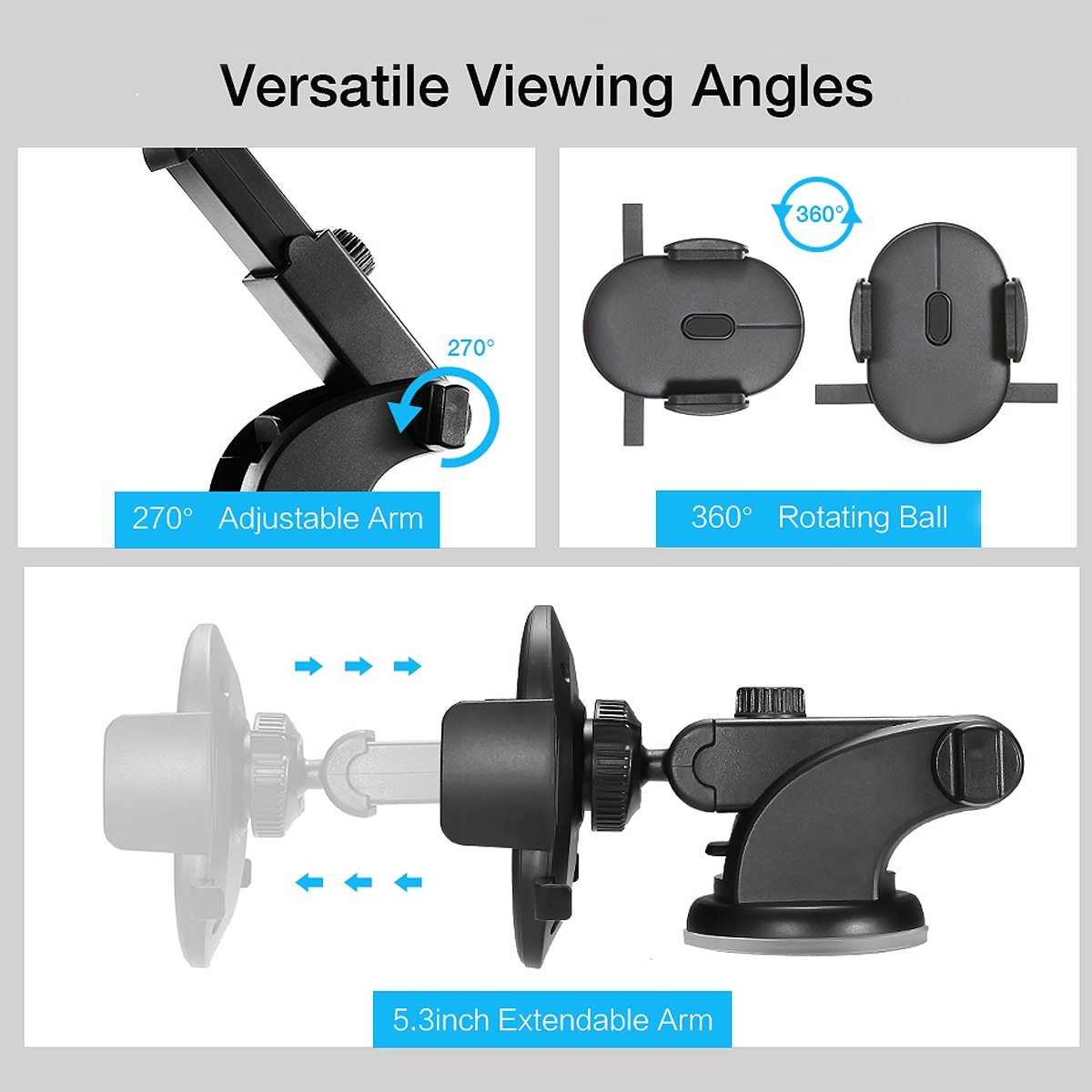 Telescopic Car Dashboard Phone Holder with Suction Cup