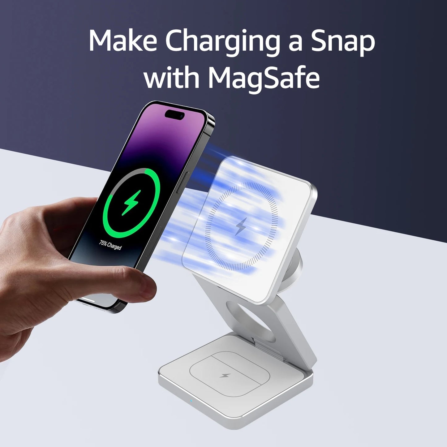3-in-1 Magnetic Wireless Charger Stand for iPhone, airpods & Apple Watch