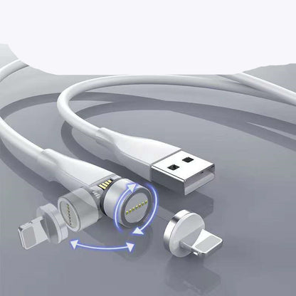 540° Magnetic 3-in-1 Charging Cable – Rotating Data Cable for Android, iPhone & Type-C Devices