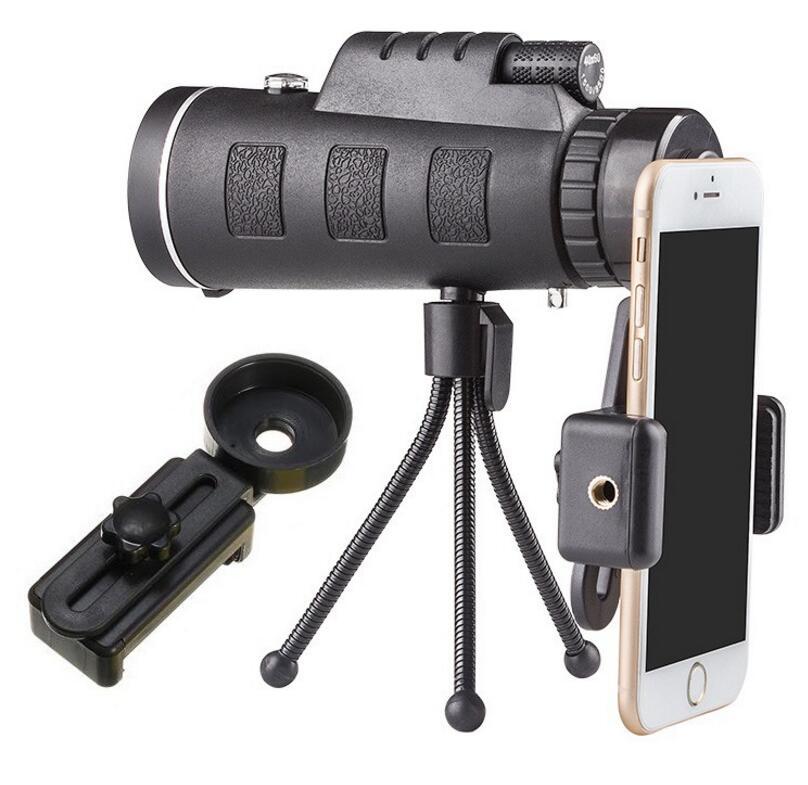 40x60 High-Powered Monocular Telescope with Compass, Tripod & Phone Clip – Outdoor Zoom Scope for Travel & Adventure