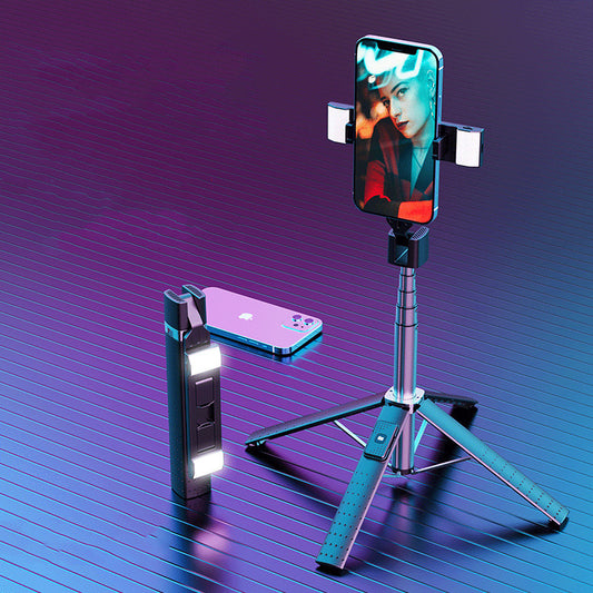 Quadruple-LED Fill Light Selfie Stick with Bluetooth Remote
