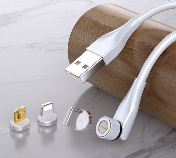 540° Magnetic 3-in-1 Charging Cable – Rotating Data Cable for Android, iPhone & Type-C Devices