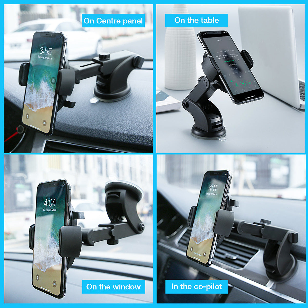 Telescopic Car Dashboard Phone Holder with Suction Cup