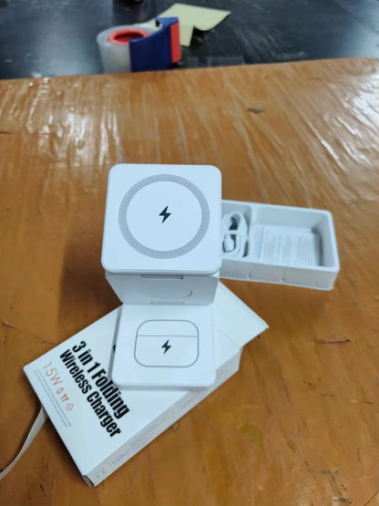 3-in-1 Magnetic Wireless Charger Stand for iPhone, airpods & Apple Watch