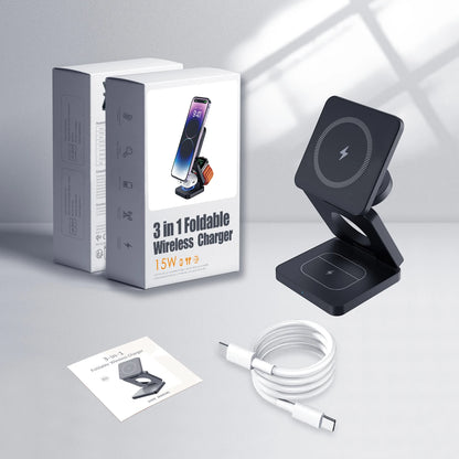 3-in-1 Magnetic Wireless Charger Stand for iPhone, airpods & Apple Watch