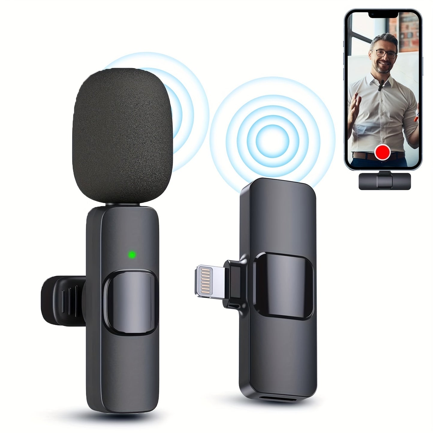 Wireless Lavalier Microphone for iPhone/iPad – Clip-On Mic for Video, Podcast, Interview, Vlog