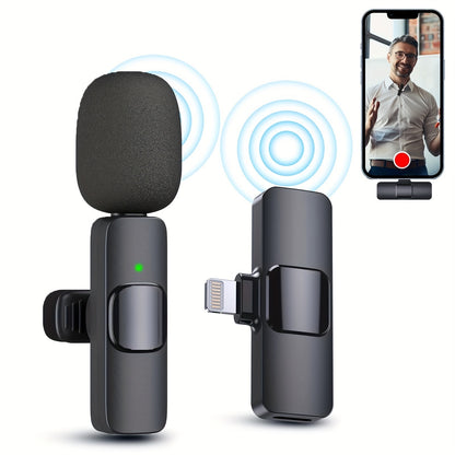 Wireless Lavalier Microphone for iPhone/iPad – Clip-On Mic for Video, Podcast, Interview, Vlog