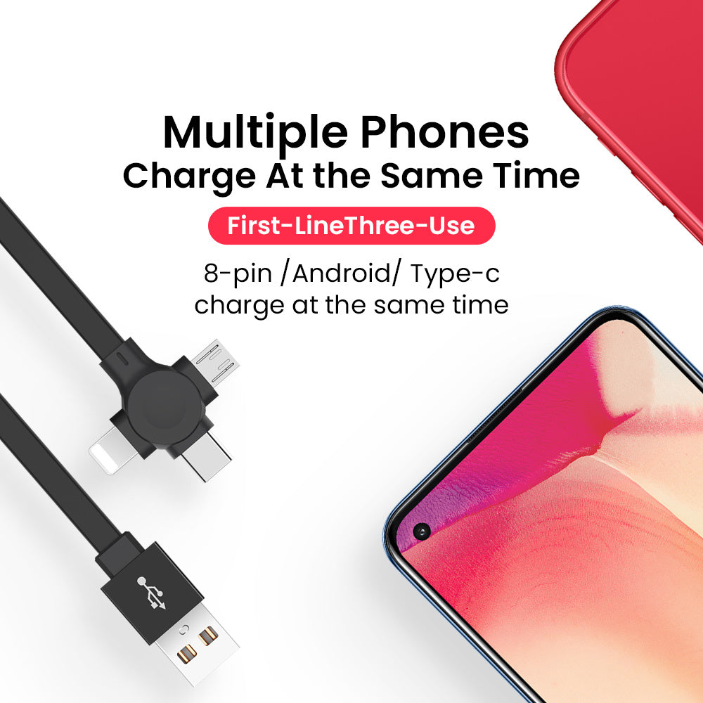 4‑in‑1 Retractable USB Cable with Integrated Phone Stand