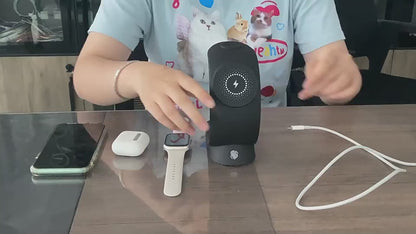 4-in-1 Magnetic Wireless Charging Station with RGB Atmosphere Light – Fast Charger for iPhone, AirPods, & Apple Watch